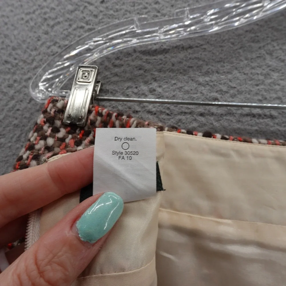 J Crew Wool Blend Tweed Pencil‎ Skirt Size 4 Brown Pink Womens Preppy Career